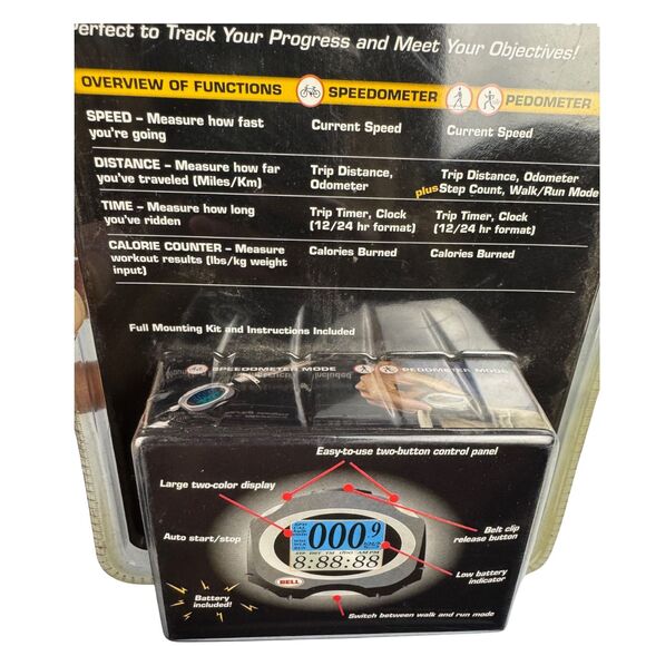 2003 Bell Sports Total‎ Fit Speedometer/Pedometer Biking Walking Running Sealed - Picture 4 of 8